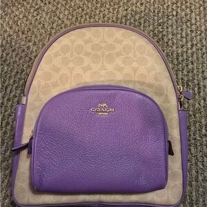 Coach Lavender and Beige Backpack